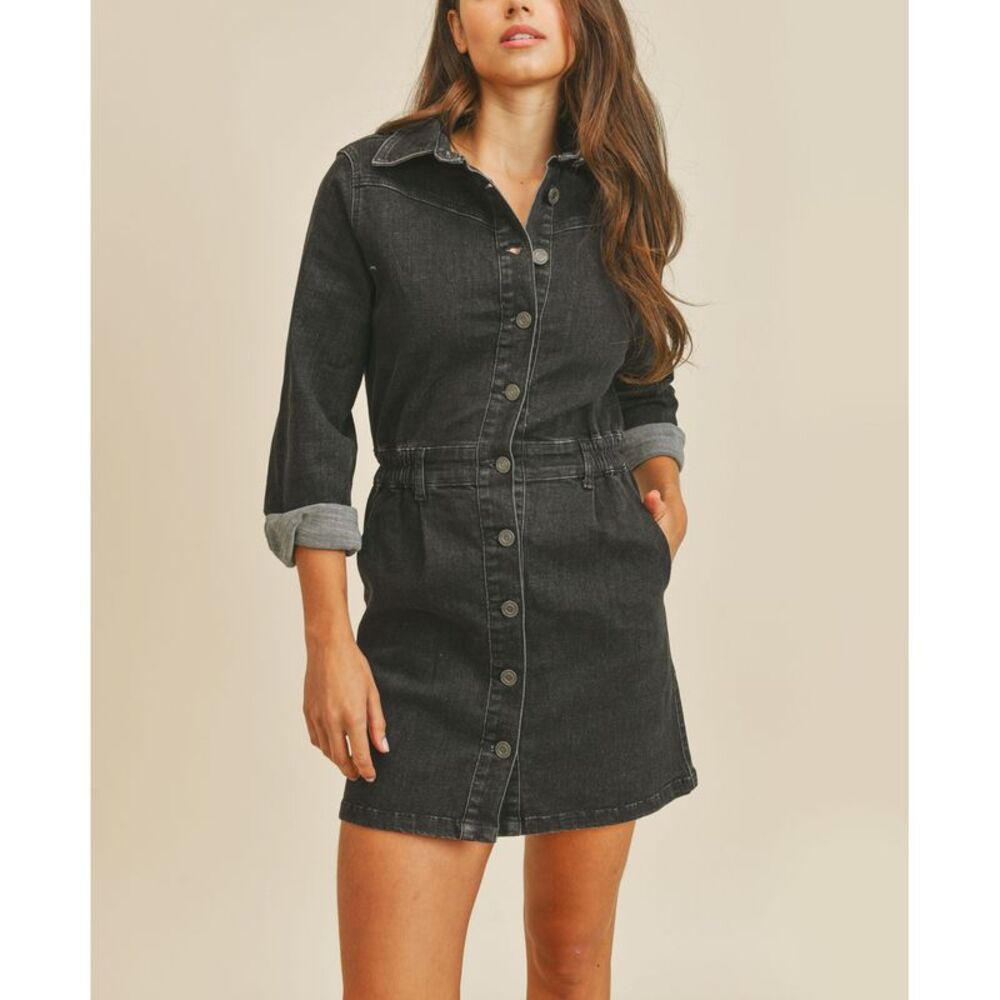 Womens Button Front Shirt Dress